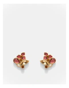 De Fleurs Stud Earrings in Bordeaux