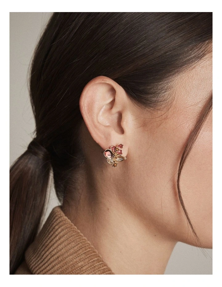 De Fleurs Stud Earrings in Bordeaux image 2