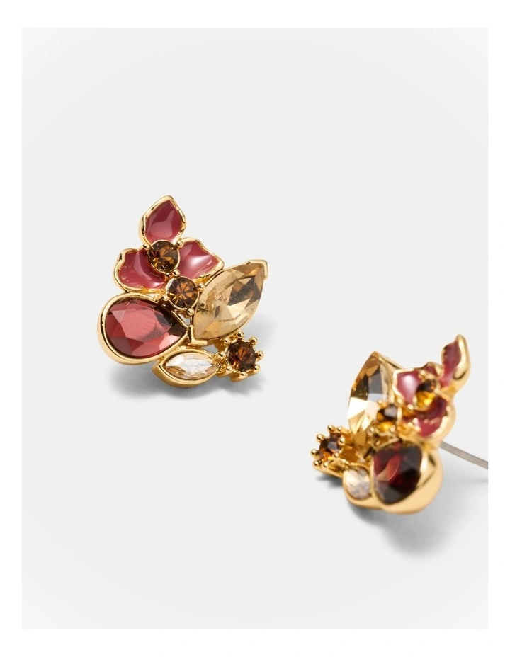 De Fleurs Stud Earrings in Bordeaux image 3