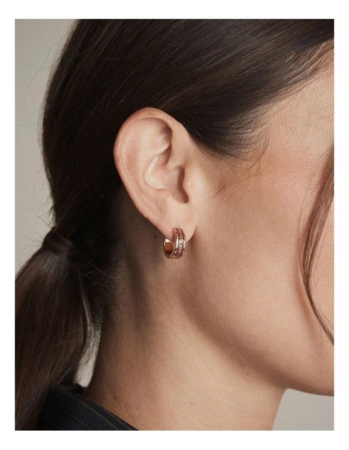 Enamour Huggie Earrings in Bordeaux image 2