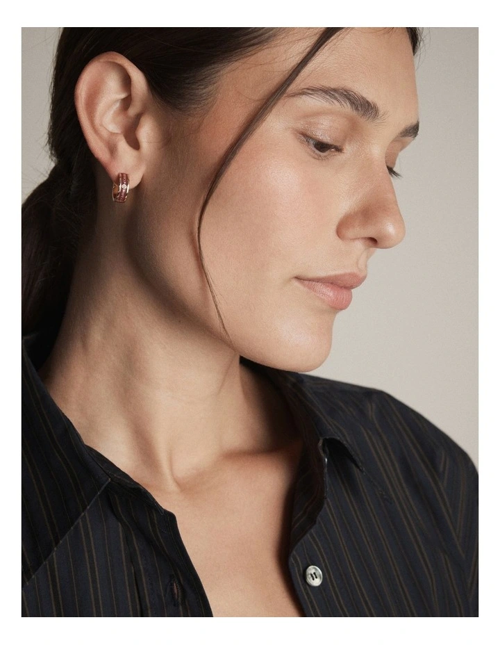Enamour Huggie Earrings in Bordeaux image 4