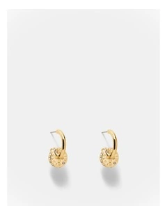 Signatura Charm Hoop Earrings in Gold