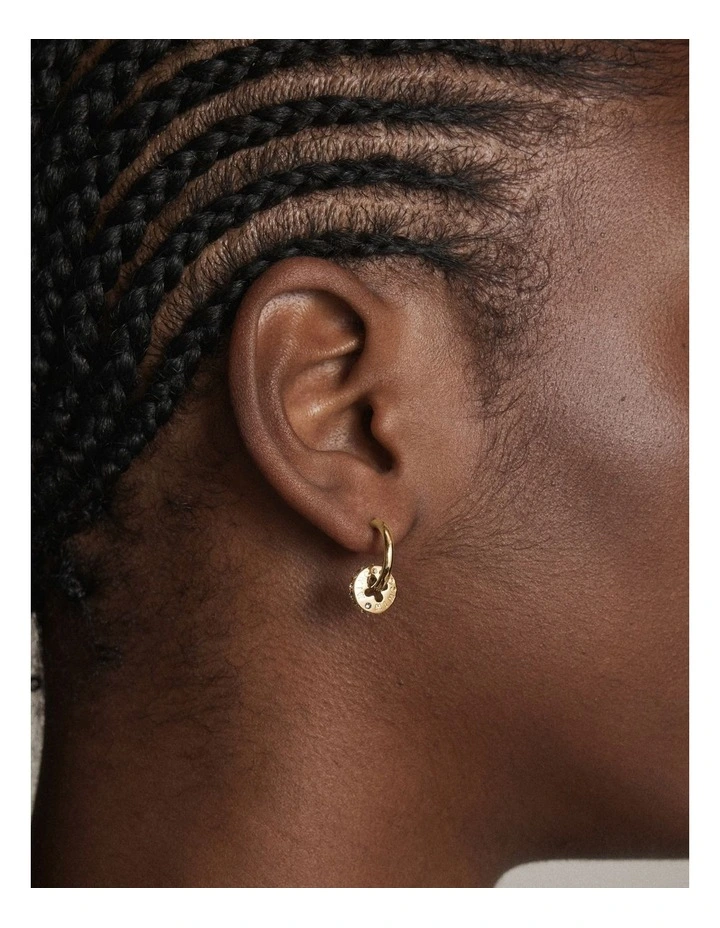 Signatura Charm Hoop Earrings in Gold image 2
