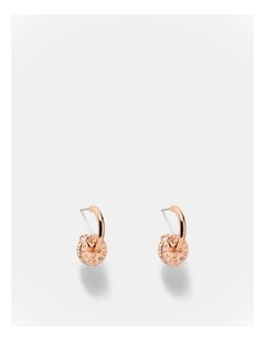 Signatura Charm Hoop Earrings in Rose Gold
