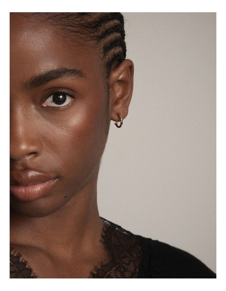 Signatura Charm Hoop Earrings in Rose Gold image 4