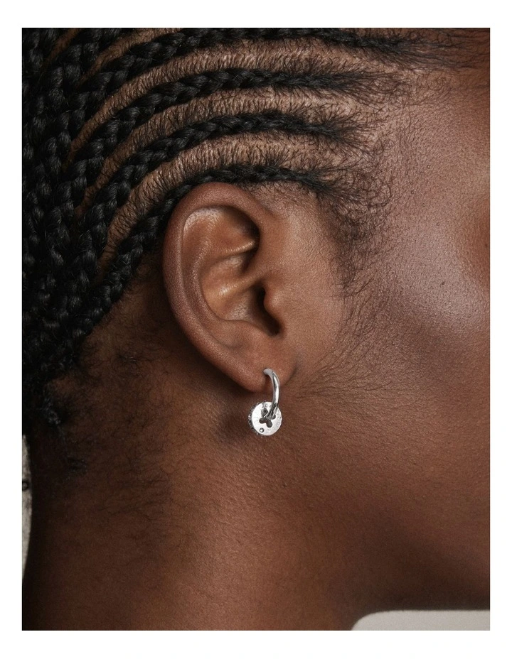 Signatura Charm Hoop Earrings in Silver image 2