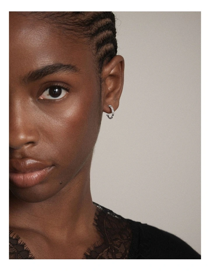 Signatura Charm Hoop Earrings in Silver image 4