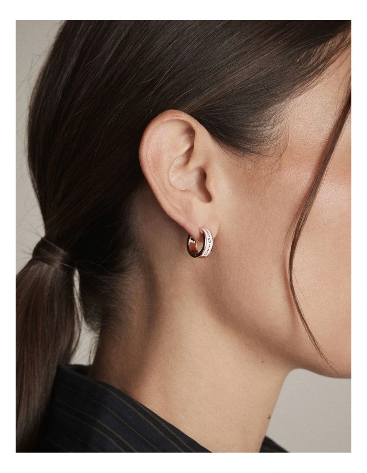 Enamour Huggie Earrings in Vanilla image 2