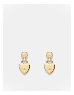 Locked In Love Earrings in Gold