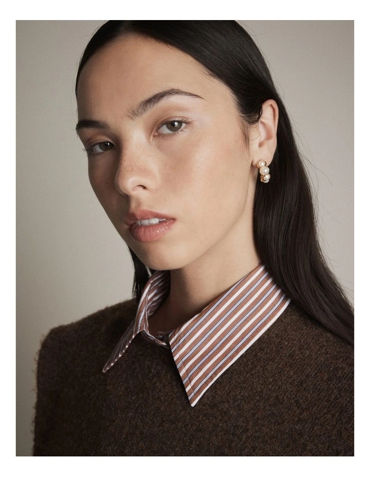 Jovie Pearl Hoop Earrings in Pearl image 4