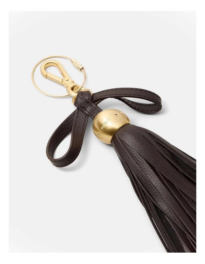 Luxe Tassel Bag Charm in Bitter Chocolate image 3