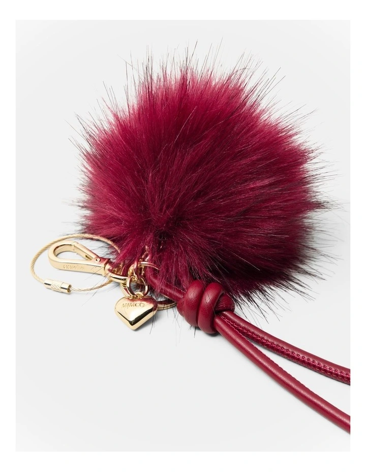 Fluffy Knot Bag Charm in Merlot image 3