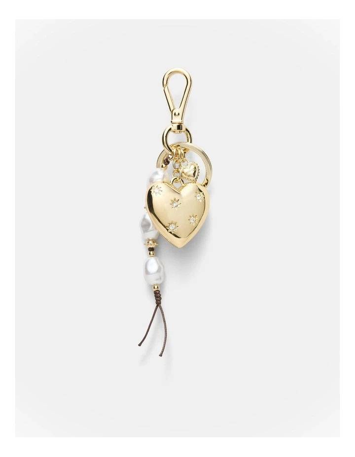 Puffy Heart Bag Charm in Gold image 1