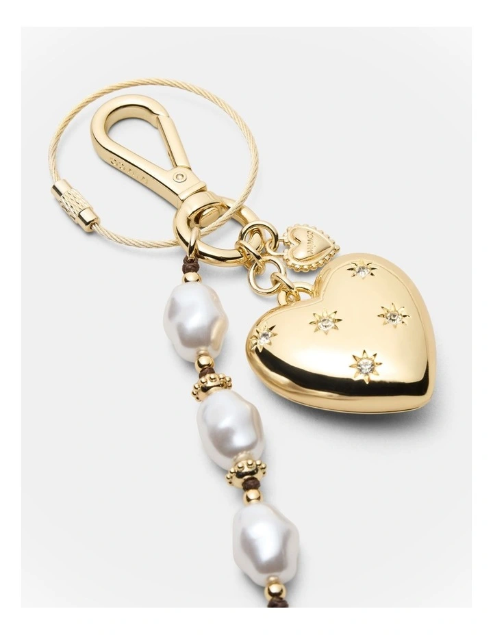 Puffy Heart Bag Charm in Gold image 3
