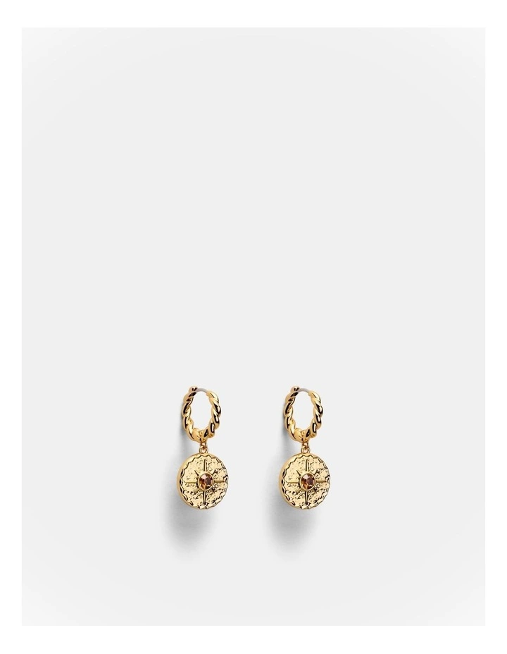 La Chance Charm Hoop Earrings in Gold image 1