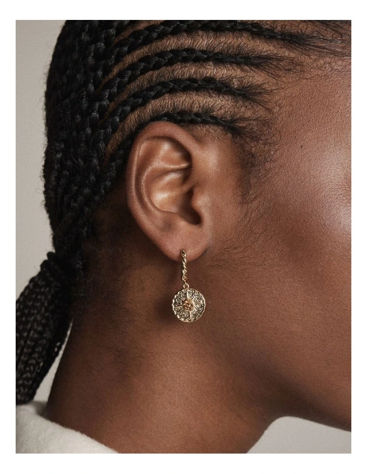 La Chance Charm Hoop Earrings in Gold image 2