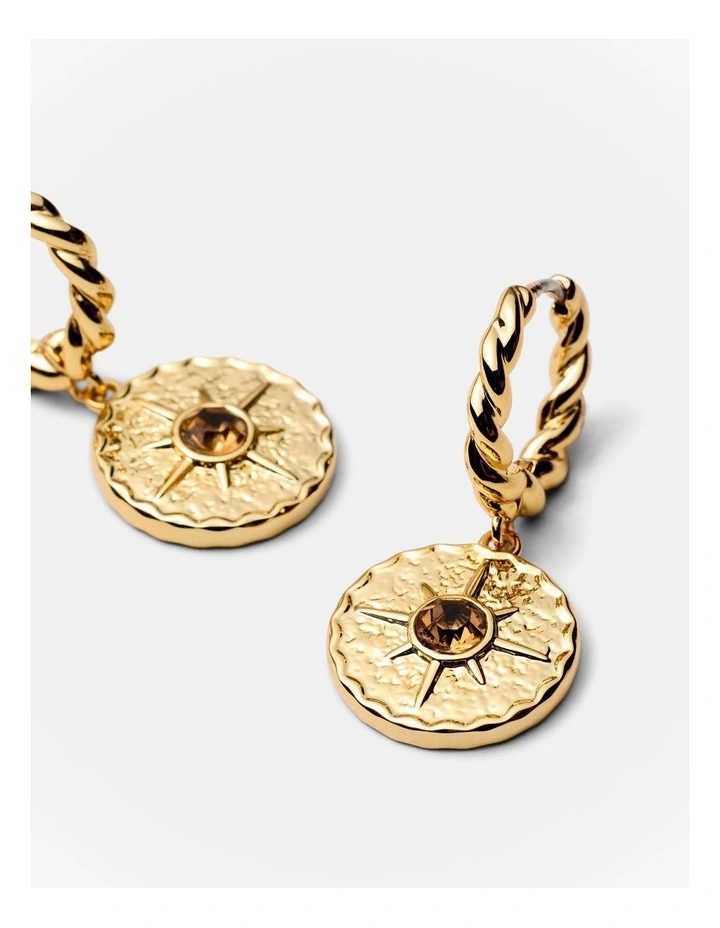 La Chance Charm Hoop Earrings in Gold image 3