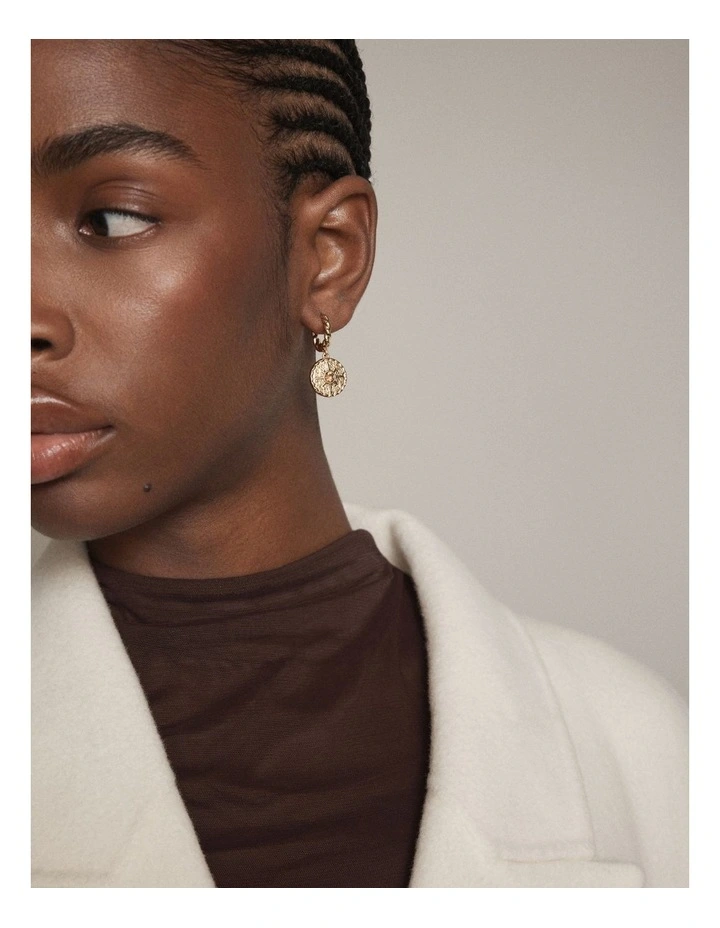 La Chance Charm Hoop Earrings in Gold image 4