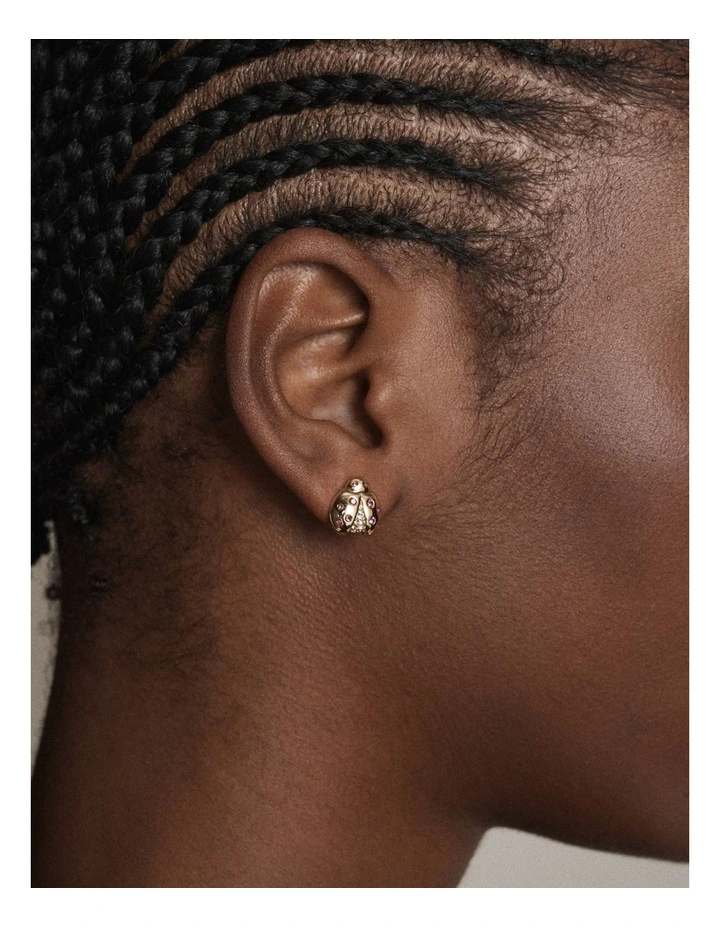 Lady Love Bug Stud Earrings in Gold image 2