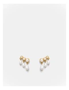 Crystalline Stud Earrings in Pearl