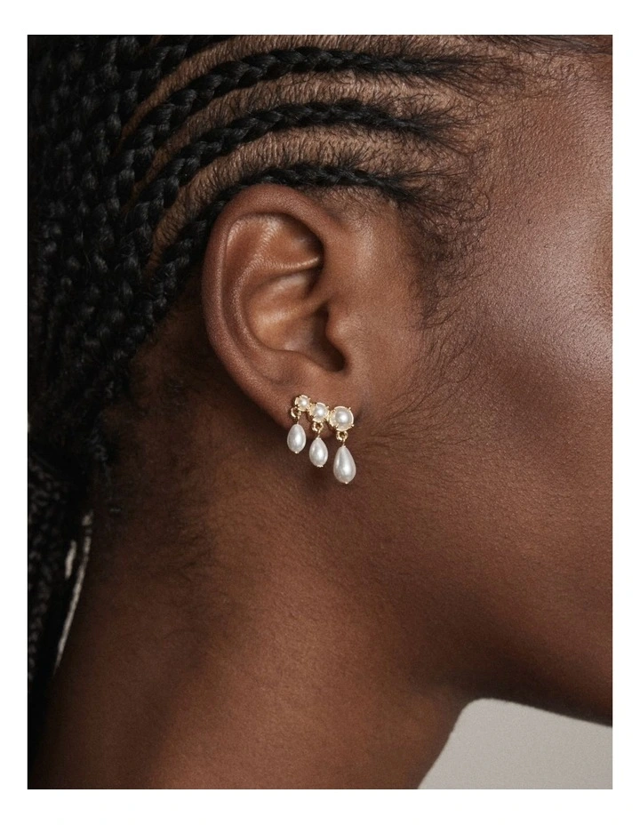 Crystalline Stud Earrings in Pearl image 2