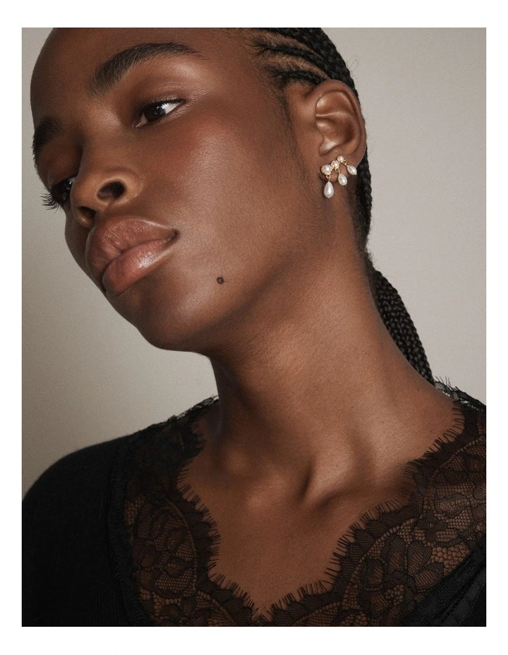 Crystalline Stud Earrings in Pearl image 4