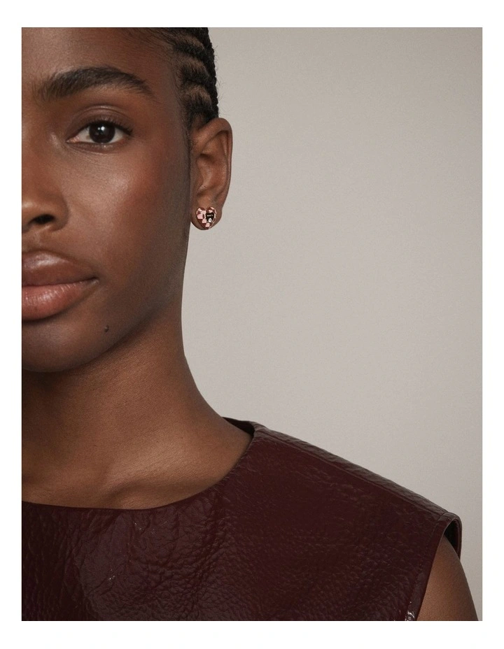 Dylan Heart Stud Earrings in Multi image 4