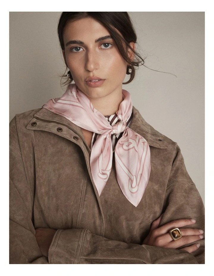 Mim Button Square Scarf in Pink image 2