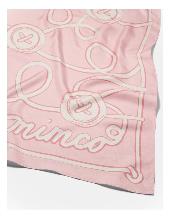 Mim Button Square Scarf in Pink image 3