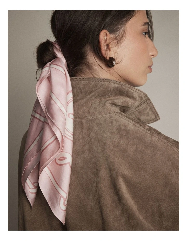 Mim Button Square Scarf in Pink image 4