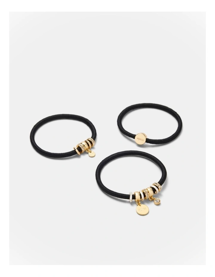 Glinted Hair Tie Set in Black image 1