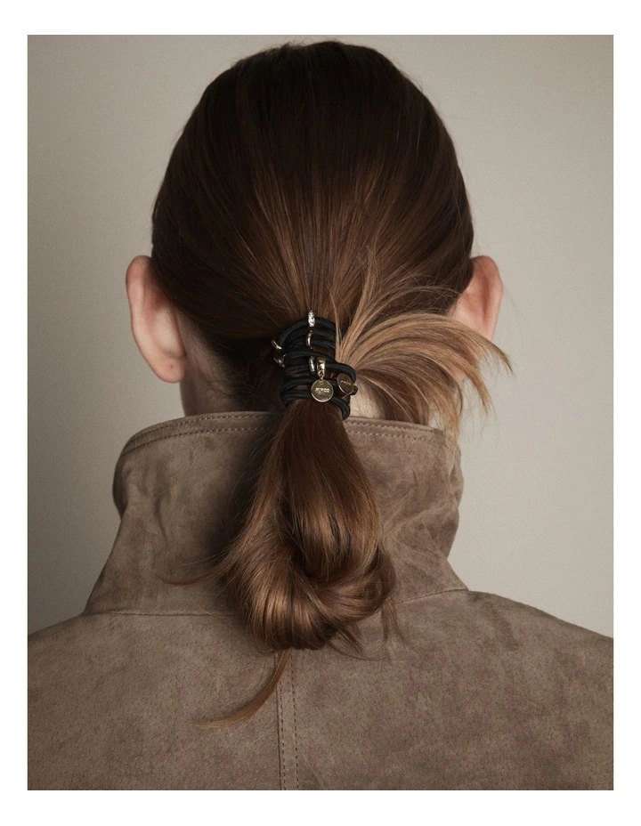 Glinted Hair Tie Set in Black image 2