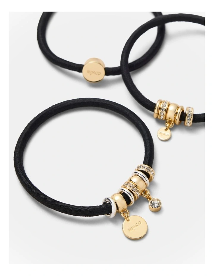 Glinted Hair Tie Set in Black image 3
