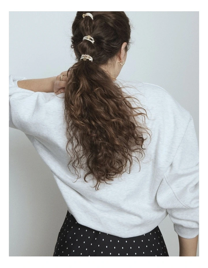Glinted Hair Tie Set in Neutral image 2
