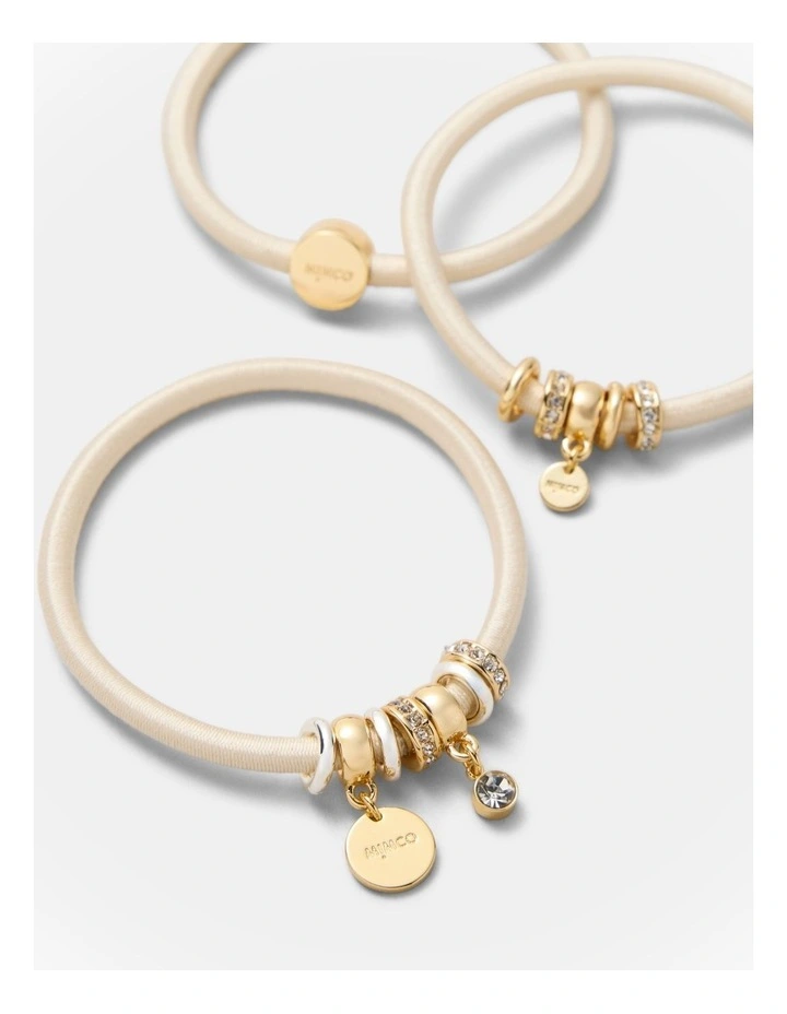 Glinted Hair Tie Set in Neutral image 3
