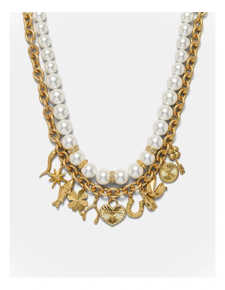 Fortuna Duo Necklace in Pearl image 1
