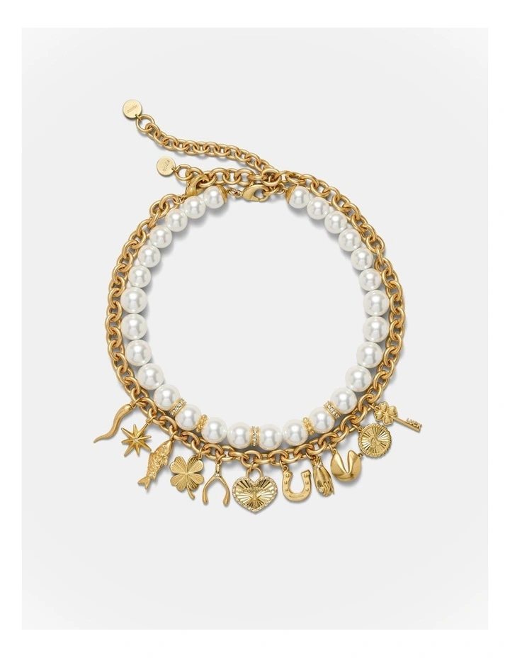 Fortuna Duo Necklace in Pearl image 3