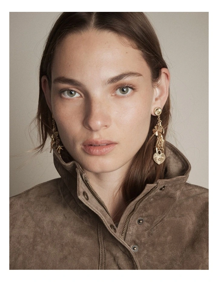 Fortuna Charm Earrings in Gold image 2