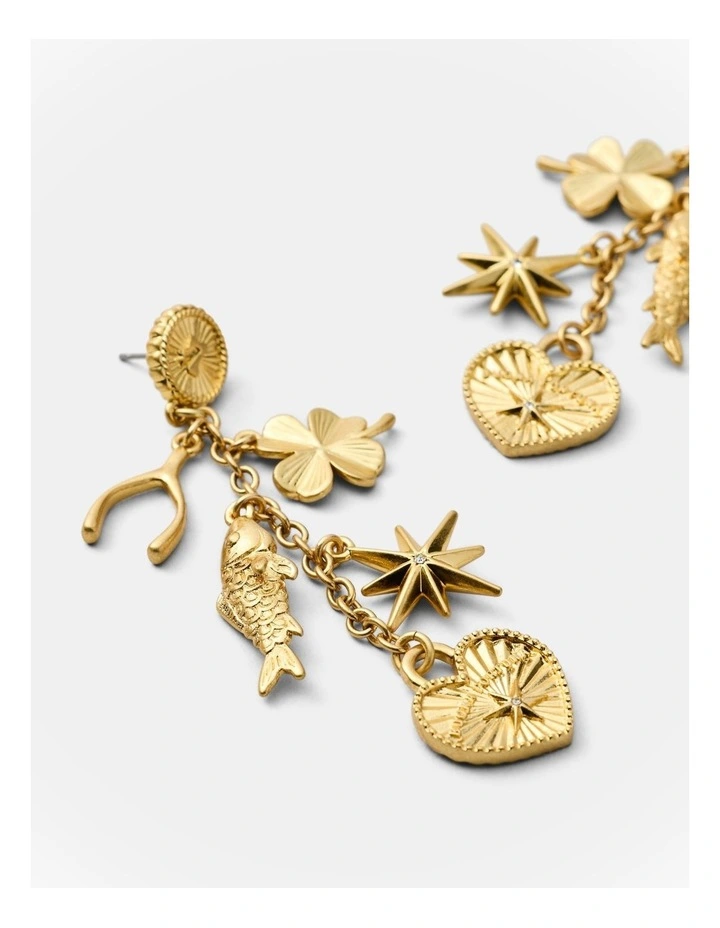 Fortuna Charm Earrings in Gold image 3