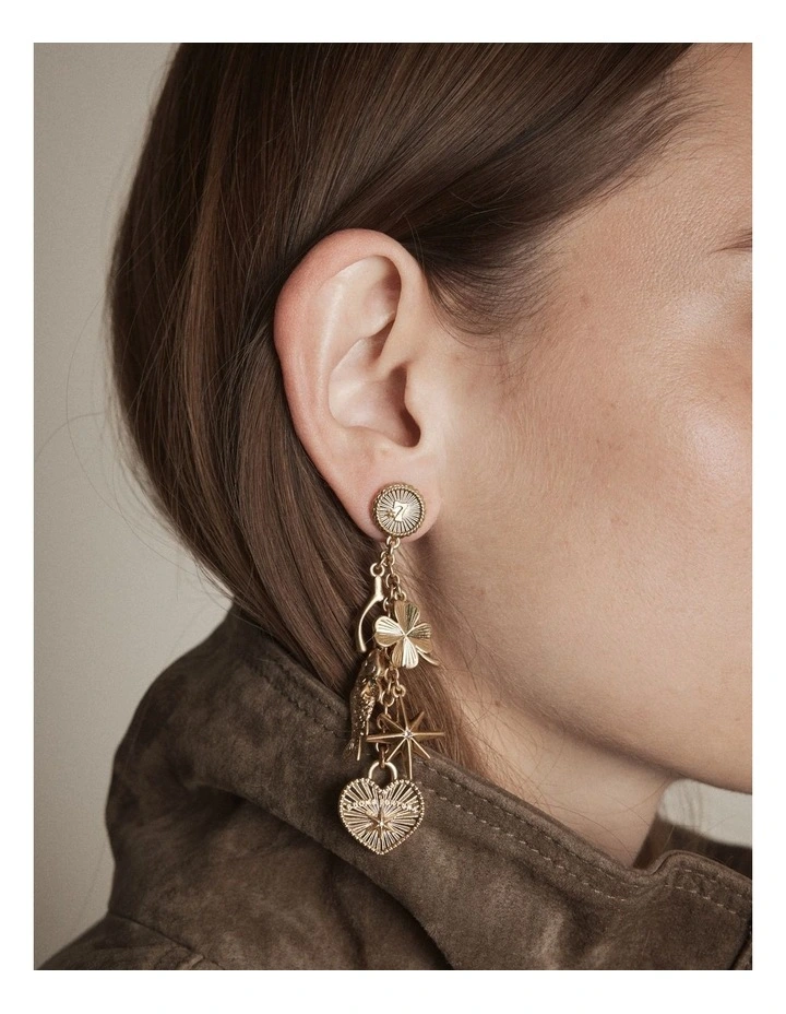 Fortuna Charm Earrings in Gold image 4