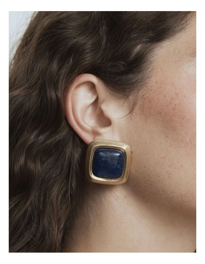 Abundance Stone Stud Earrings in Cobalt image 3