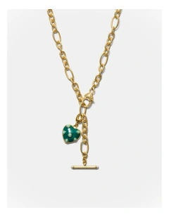 Polka Heart Necklace in Malachite