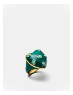 Polka Heart Ring in Green