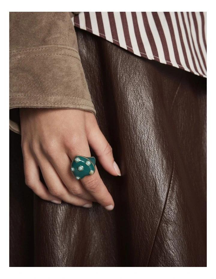 Polka Heart Ring in Green image 2