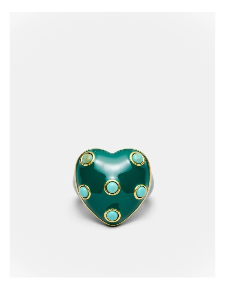 Polka Heart Ring in Green image 3