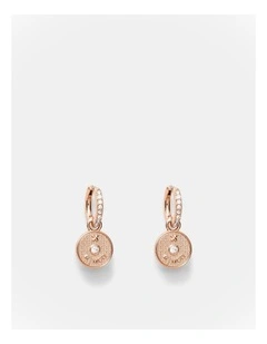 Amulet Charm Hoop Earrings in Rose Gold