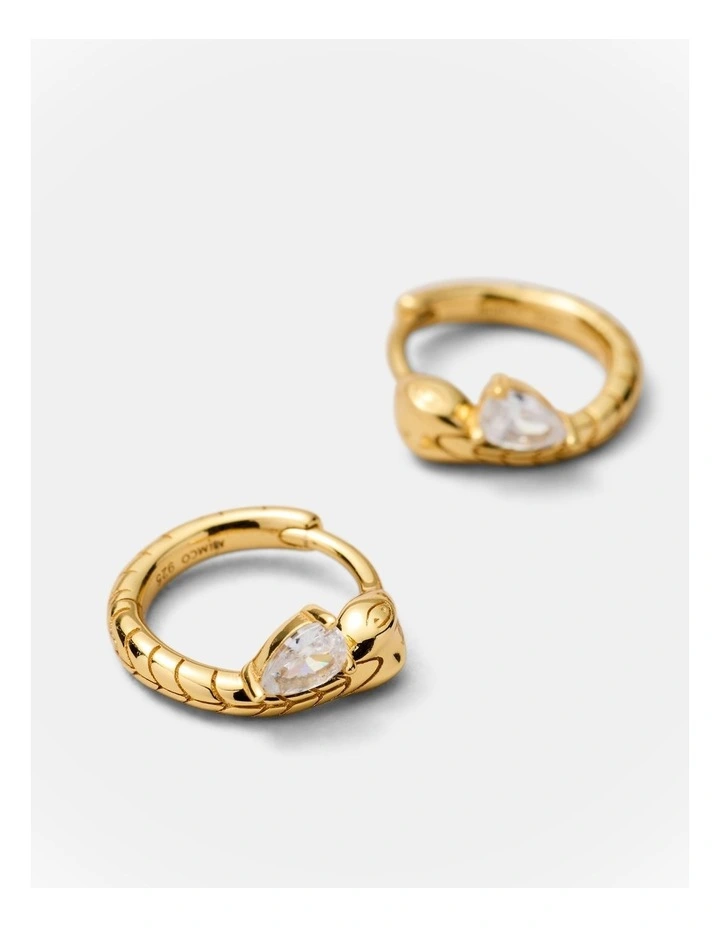Shadow Huggie Earrings in Gold image 3