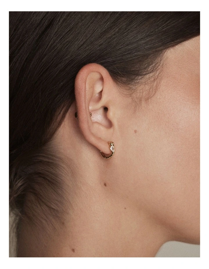 Shadow Huggie Earrings in Gold image 4