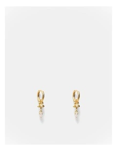 Asteria Charm Hoop Earrings in Gold
