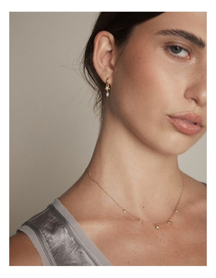Asteria Charm Hoop Earrings in Gold image 2